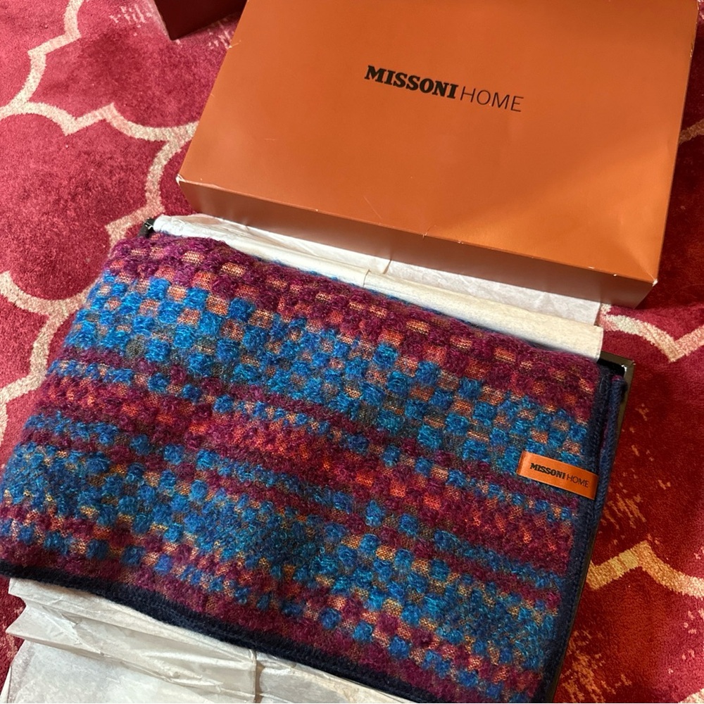 Missoni Home Blue and Red Checkered Throw